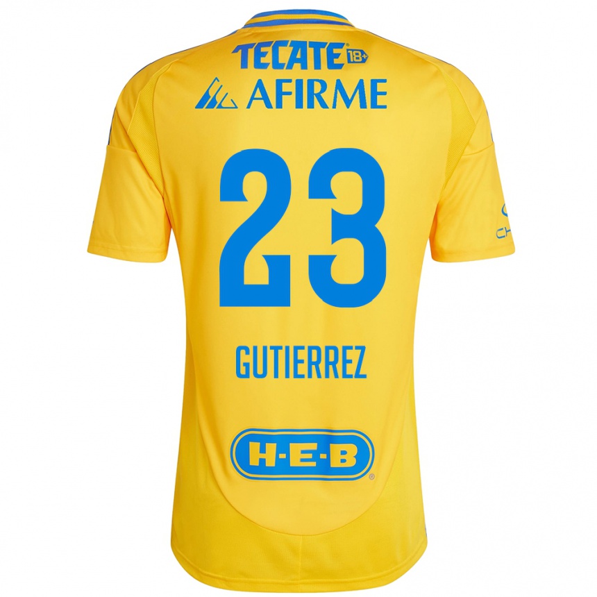 Men Football Jana Gutierrez #23 Gold Yellow Home Jersey 2024/25 T-Shirt Nz