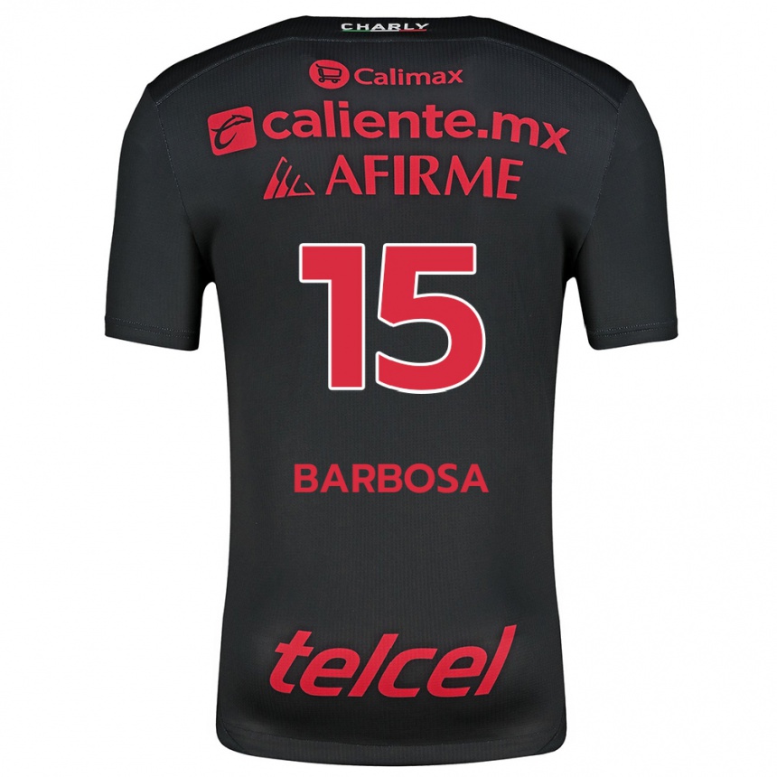 Men Football Diego Barbosa #15 Black Red Home Jersey 2024/25 T-Shirt Nz