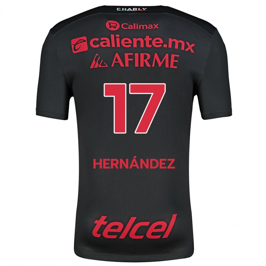 Men Football Rubén Hernández #17 Black Red Home Jersey 2024/25 T-Shirt Nz