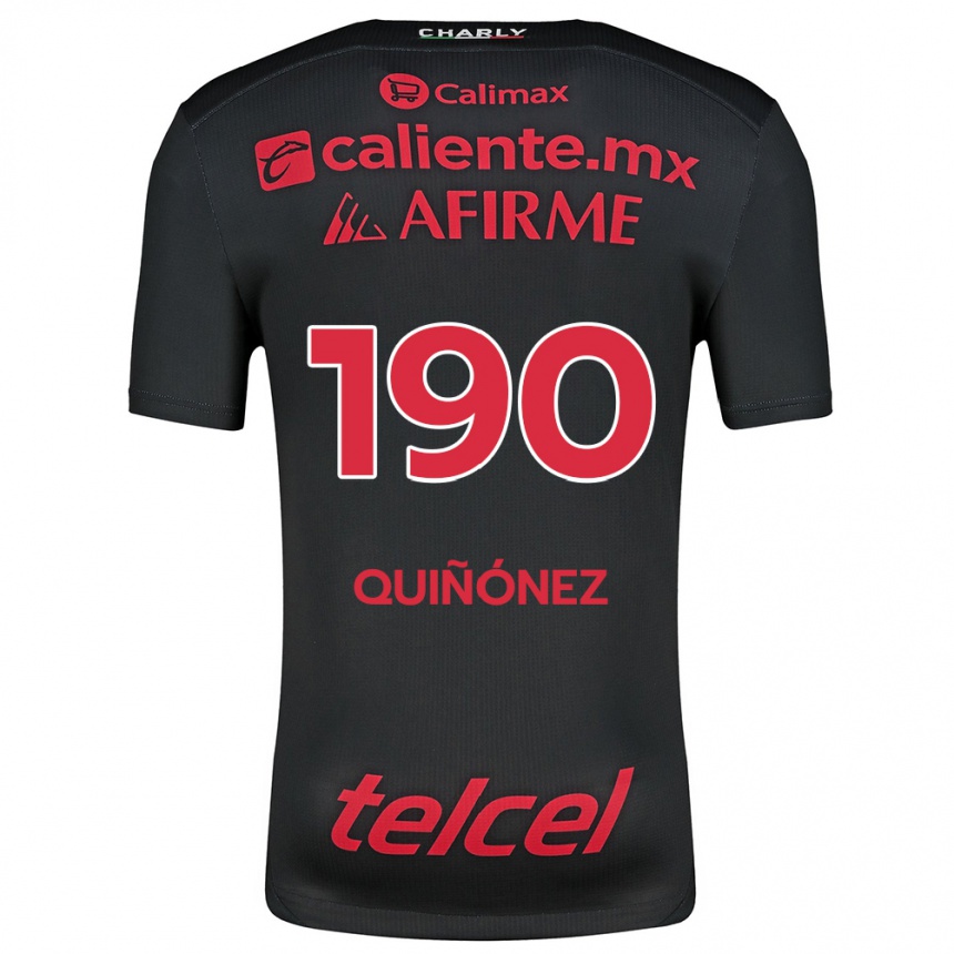 Men Football Martín Quiñónez #190 Black Red Home Jersey 2024/25 T-Shirt Nz