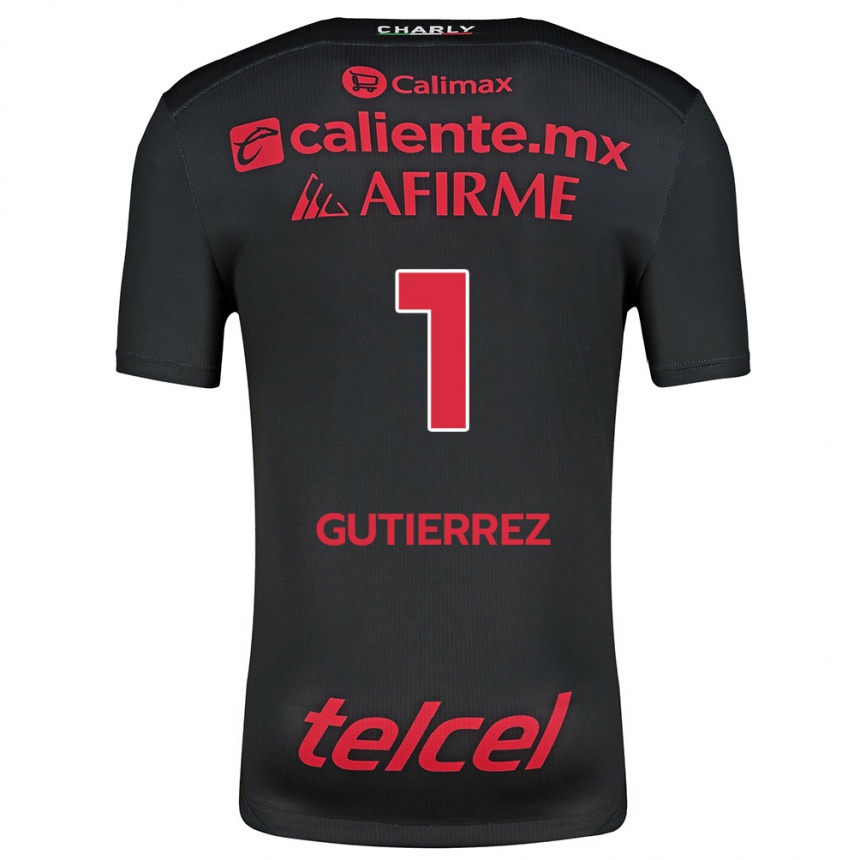 Men Football Alejandra Gutiérrez #1 Black Red Home Jersey 2024/25 T-Shirt Nz