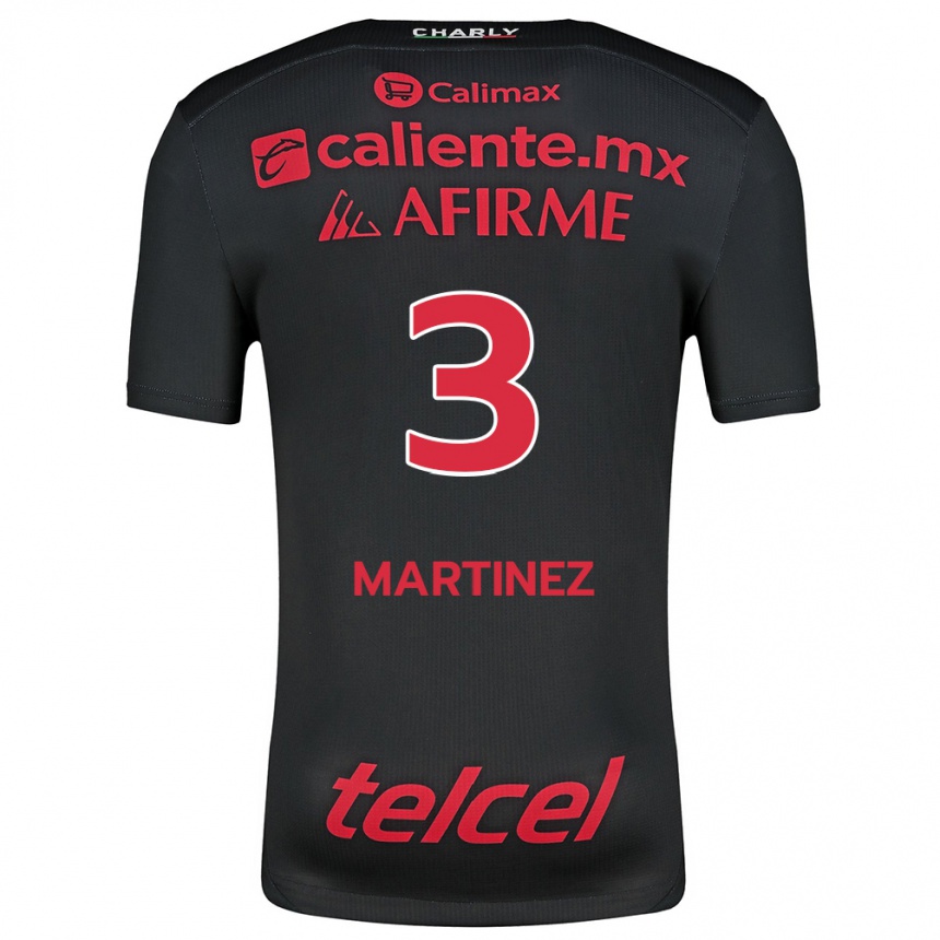 Men Football Nathaly Martínez #3 Black Red Home Jersey 2024/25 T-Shirt Nz