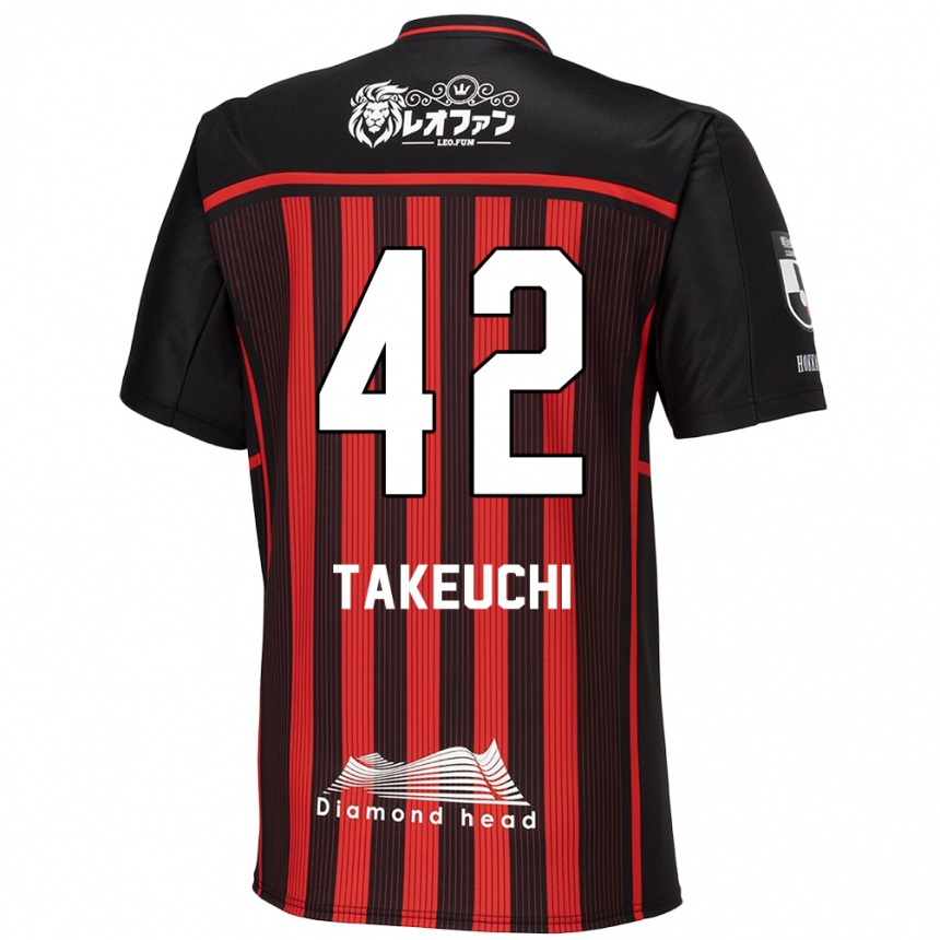 Men Football Ryuma Takeuchi #42 Red Black Home Jersey 2024/25 T-Shirt Nz