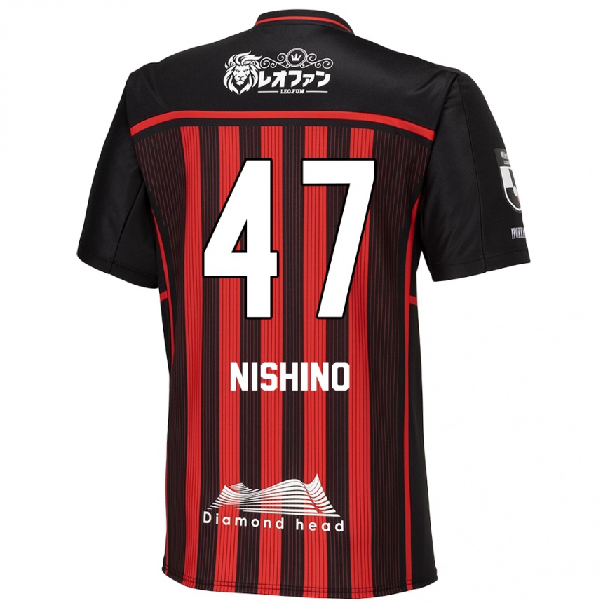 Men Football Shota Nishino #47 Red Black Home Jersey 2024/25 T-Shirt Nz