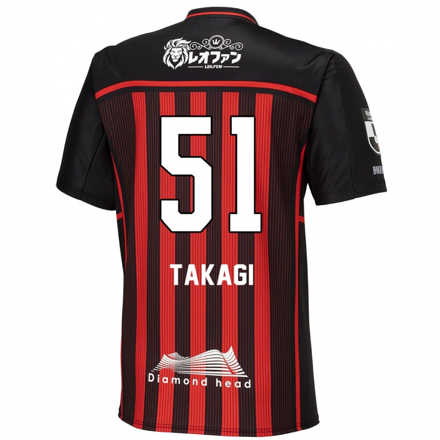 Men Football Shun Takagi #51 Red Black Home Jersey 2024/25 T-Shirt Nz