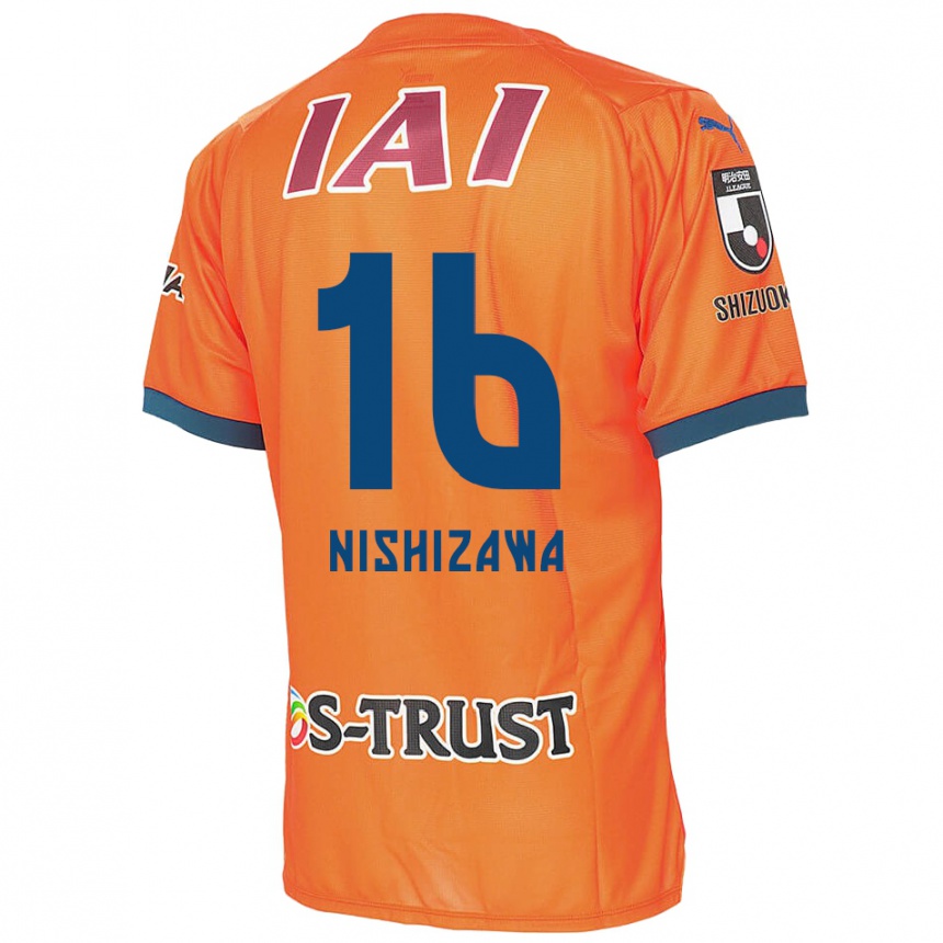 Men Football Kenta Nishizawa #16 Orange Blue Home Jersey 2024/25 T-Shirt Nz