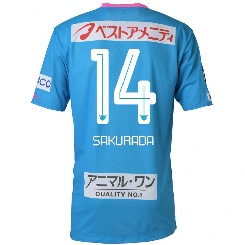 Men Football Ryu Sakurada #14 Blue Pink Home Jersey 2024/25 T-Shirt Nz