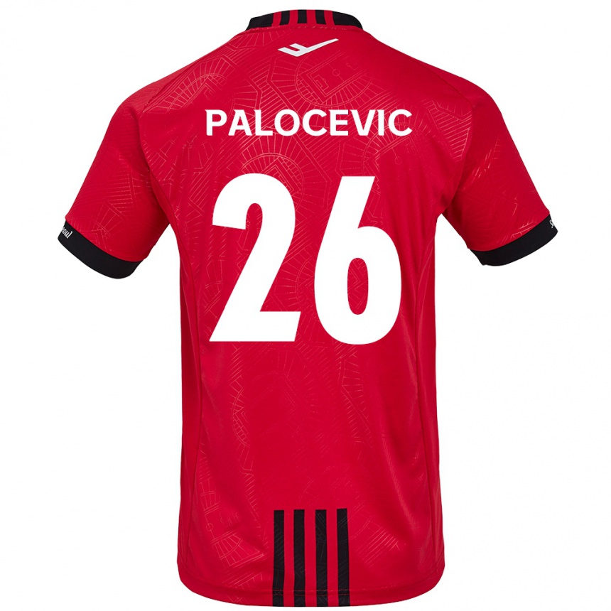 Men Football Aleksandar Palocevic #26 Red Black Home Jersey 2024/25 T-Shirt Nz