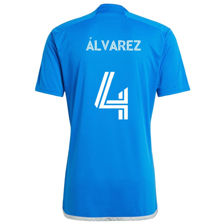 Men Football Fernando Álvarez #4 Blue White Home Jersey 2024/25 T-Shirt Nz