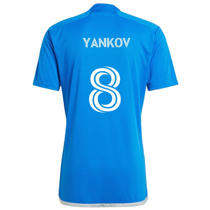 Men Football Dominik Yankov #8 Blue White Home Jersey 2024/25 T-Shirt Nz