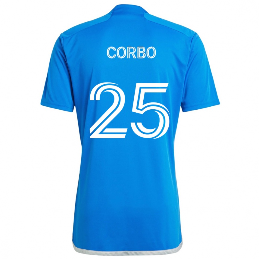 Men Football Gabriele Corbo #25 Blue White Home Jersey 2024/25 T-Shirt Nz