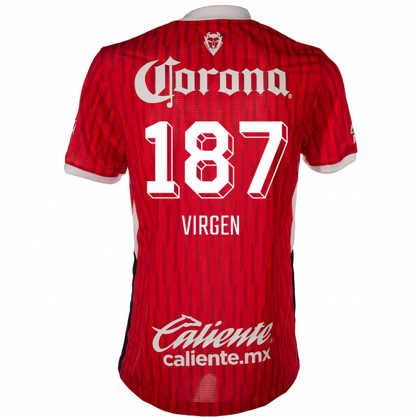 Men Football Oswaldo Virgen #187 Red White Home Jersey 2024/25 T-Shirt Nz