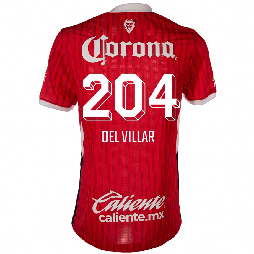 Men Football Everardo Del Villar #204 Red White Home Jersey 2024/25 T-Shirt Nz