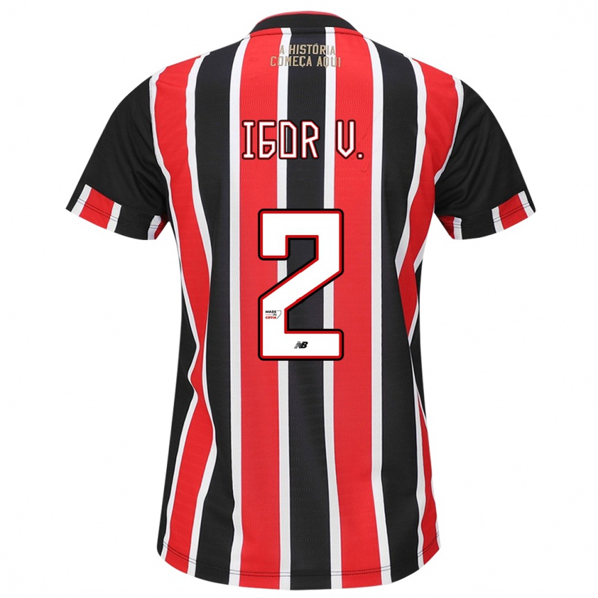 Men Football Igor Vinícius #2 Black Red White Away Jersey 2024/25 T-Shirt Nz