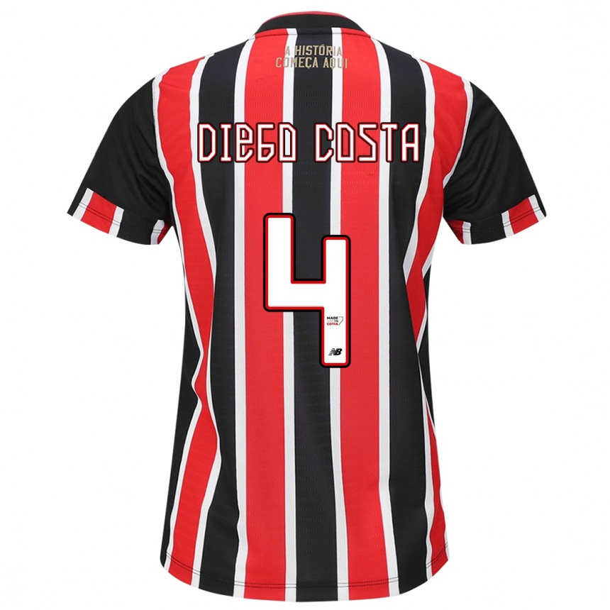 Men Football Diego Costa #4 Black Red White Away Jersey 2024/25 T-Shirt Nz