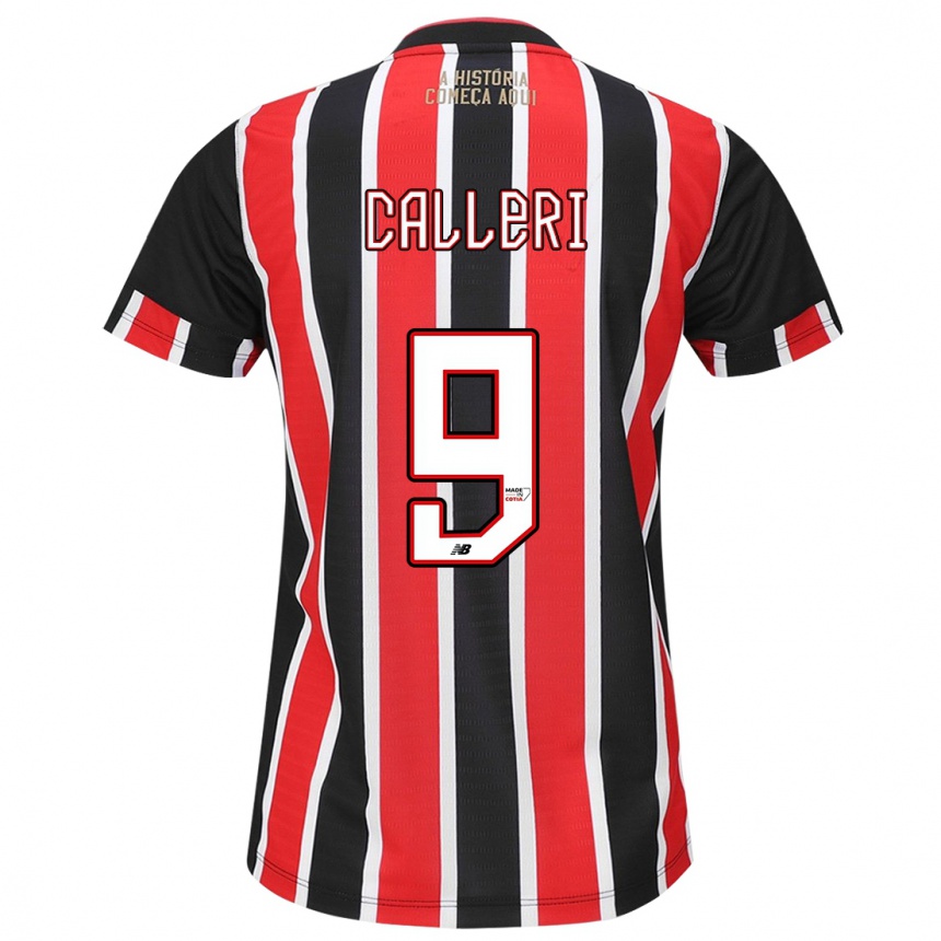 Men Football Jonathan Calleri #9 Black Red White Away Jersey 2024/25 T-Shirt Nz