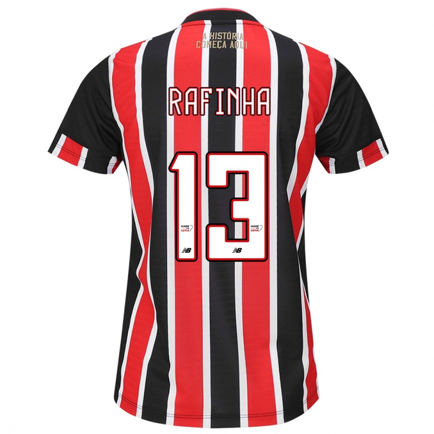 Men Football Rafinha #13 Black Red White Away Jersey 2024/25 T-Shirt Nz