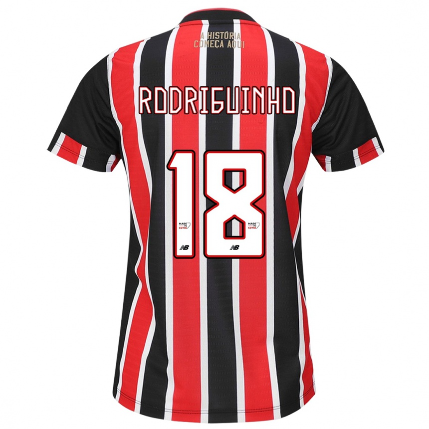 Men Football Rodriguinho #18 Black Red White Away Jersey 2024/25 T-Shirt Nz