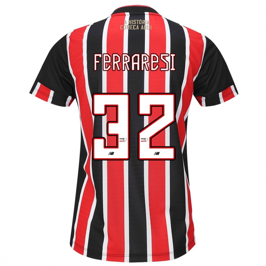 Men Football Nahuel Ferraresi #32 Black Red White Away Jersey 2024/25 T-Shirt Nz