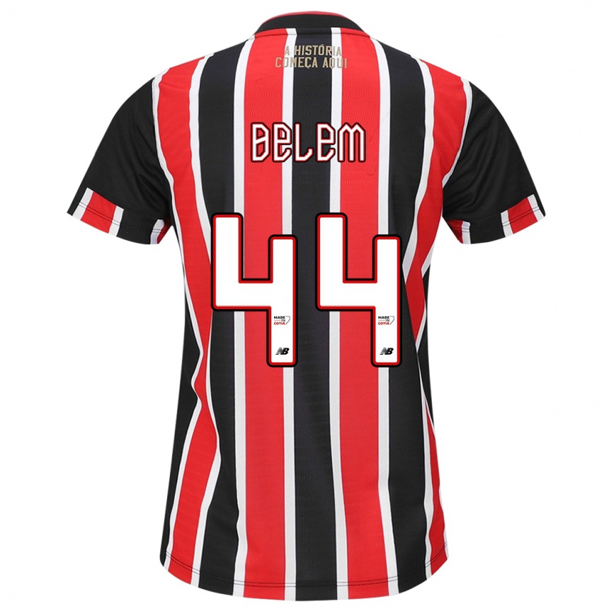 Men Football Matheus Belém #44 Black Red White Away Jersey 2024/25 T-Shirt Nz