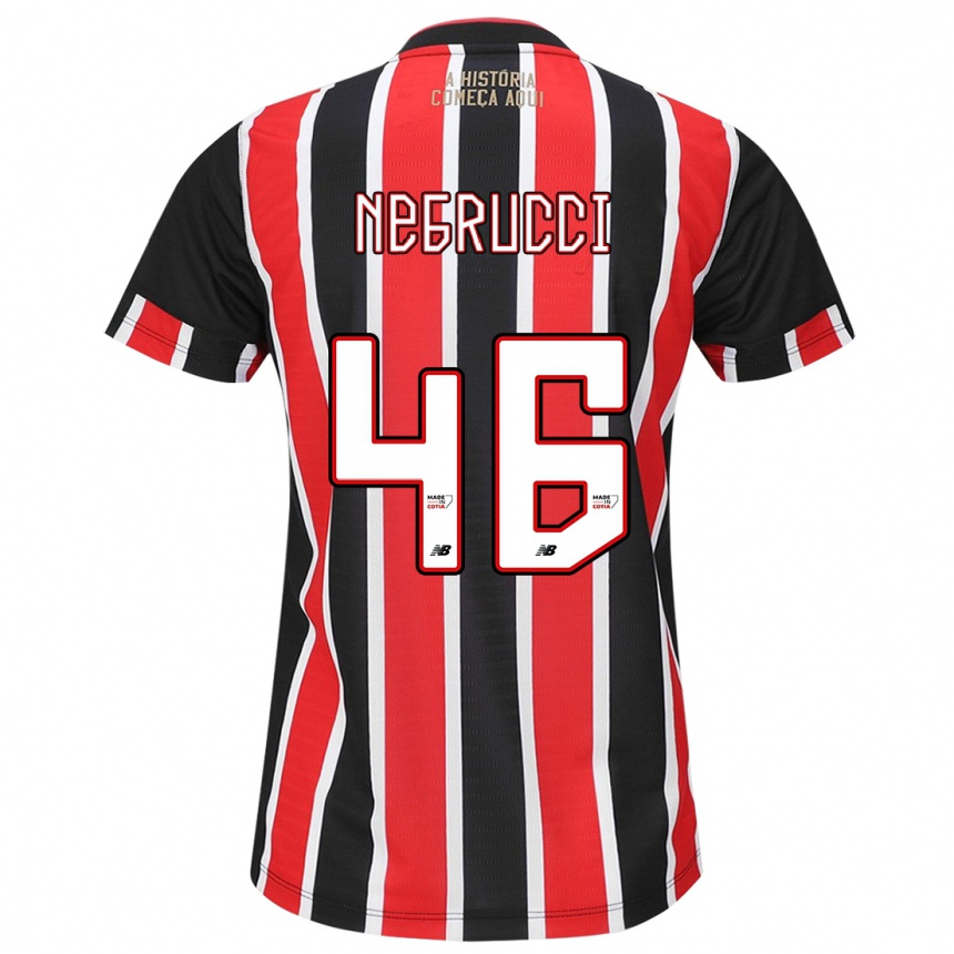 Men Football Felipe Negrucci #46 Black Red White Away Jersey 2024/25 T-Shirt Nz