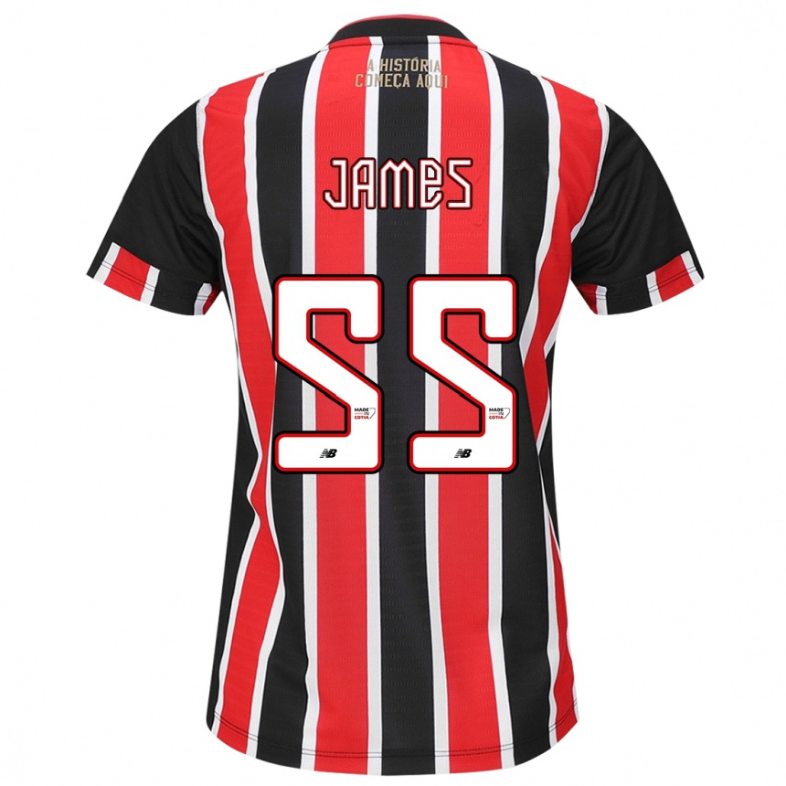 Men Football James Rodríguez #55 Black Red White Away Jersey 2024/25 T-Shirt Nz