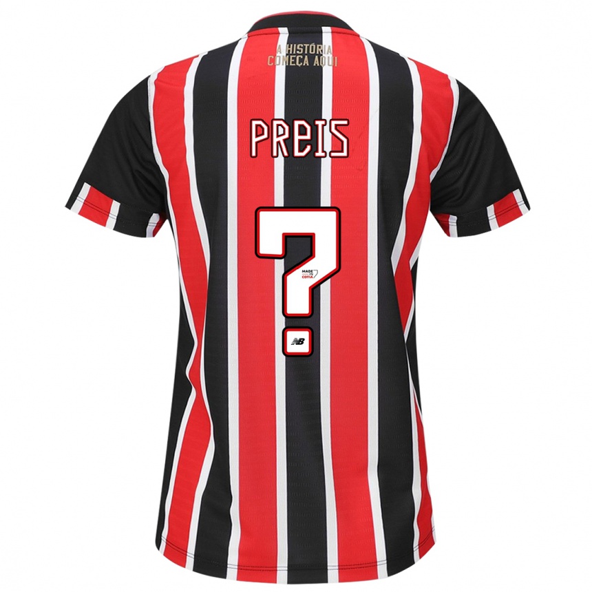 Men Football Felipe Preis #0 Black Red White Away Jersey 2024/25 T-Shirt Nz