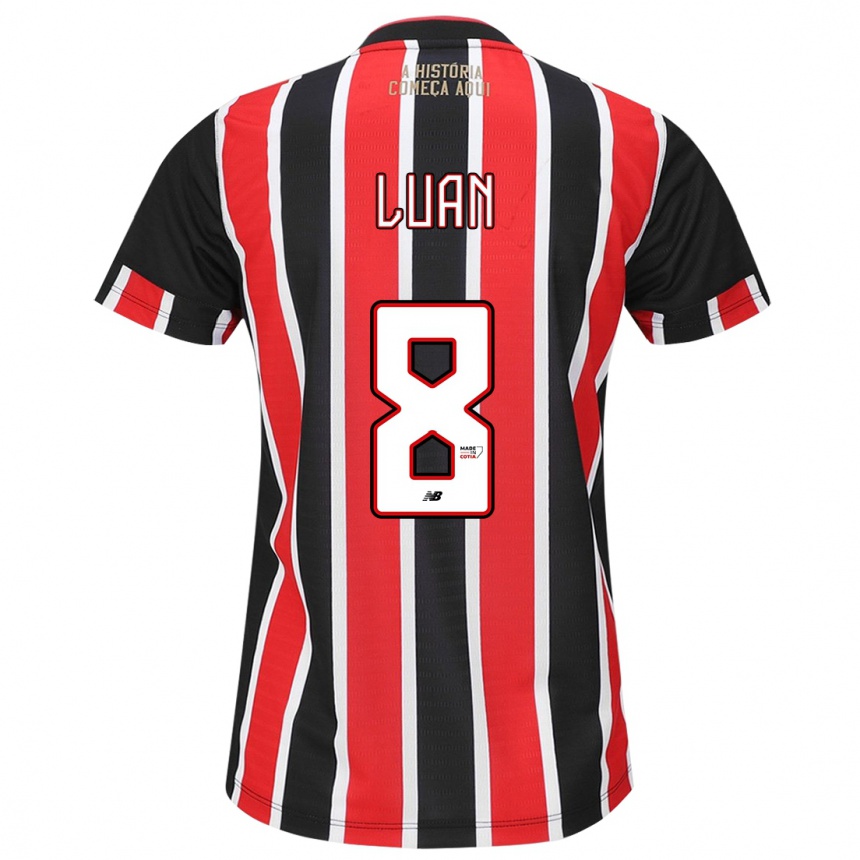 Men Football Luan #8 Black Red White Away Jersey 2024/25 T-Shirt Nz