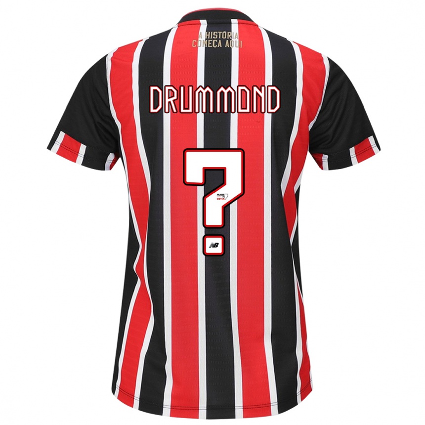 Men Football Lucca Drummond #0 Black Red White Away Jersey 2024/25 T-Shirt Nz