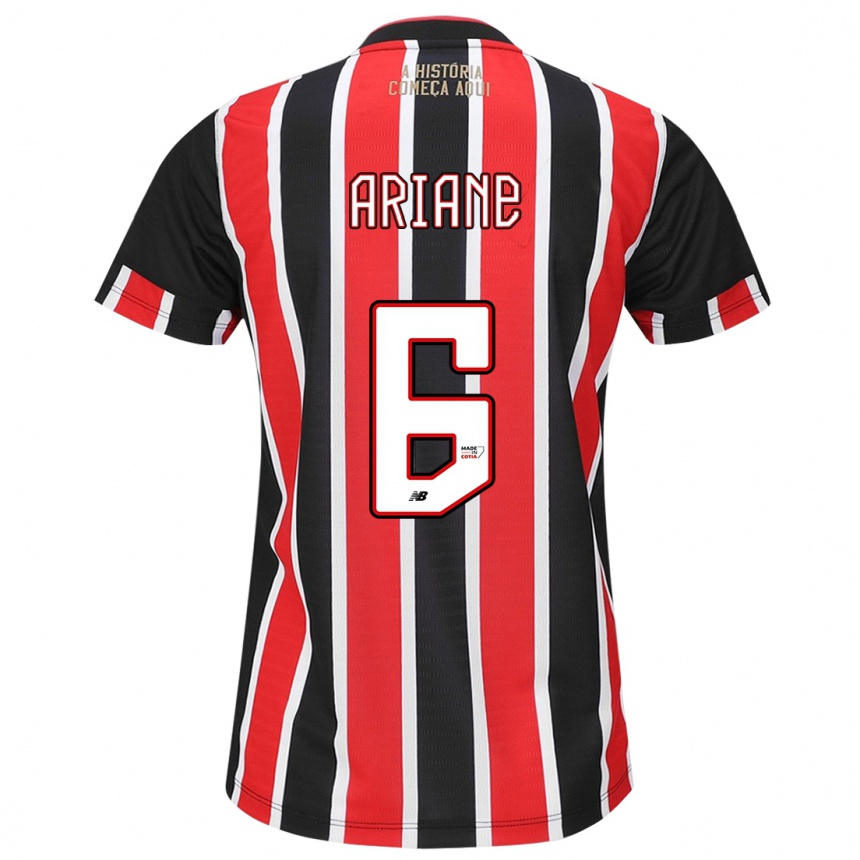 Men Football Ariane #6 Black Red White Away Jersey 2024/25 T-Shirt Nz