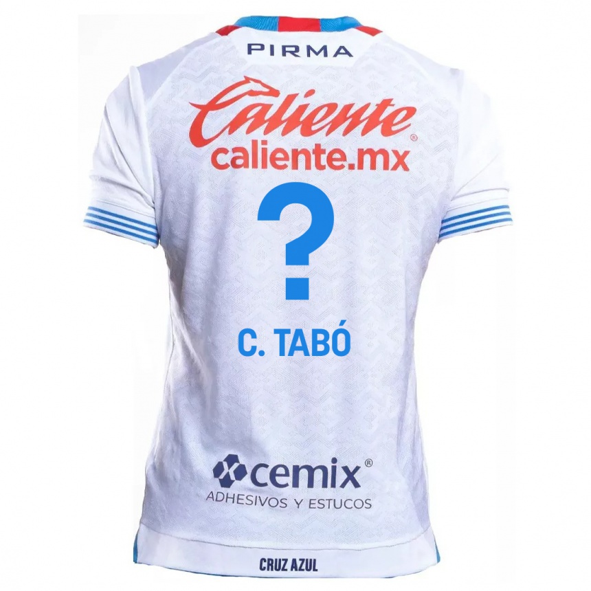 Men Football Christian Tabó #0 White Blue Away Jersey 2024/25 T-Shirt Nz