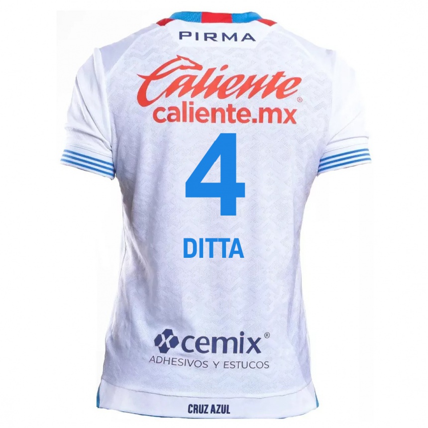 Men Football Willer Ditta #4 White Blue Away Jersey 2024/25 T-Shirt Nz