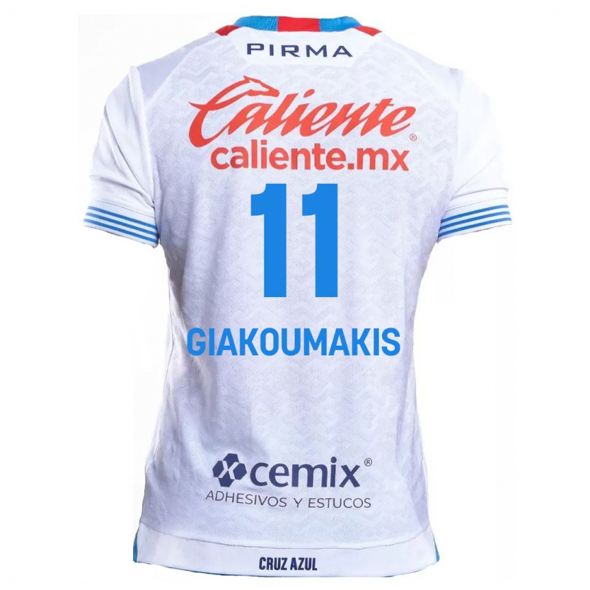 Men Football Georgios Giakoumakis #11 White Blue Away Jersey 2024/25 T-Shirt Nz