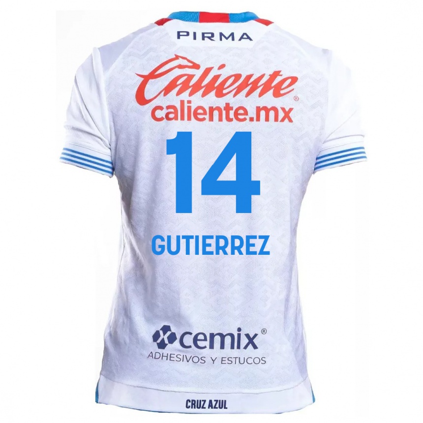 Men Football Alexis Gutiérrez #14 White Blue Away Jersey 2024/25 T-Shirt Nz