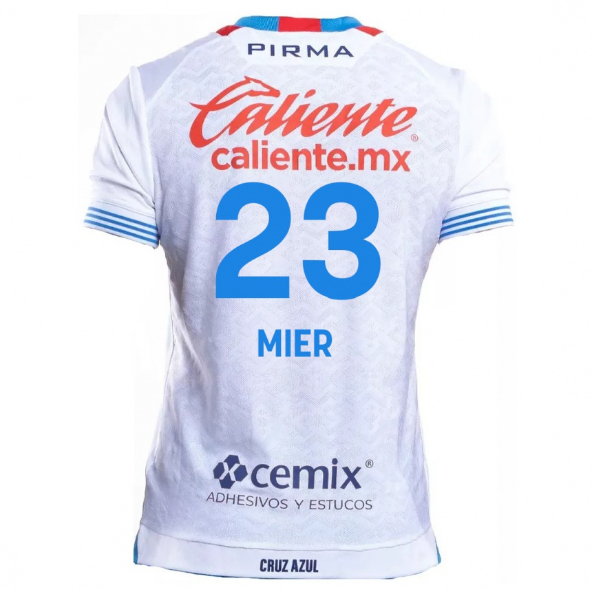 Men Football Kevin Mier #23 White Blue Away Jersey 2024/25 T-Shirt Nz