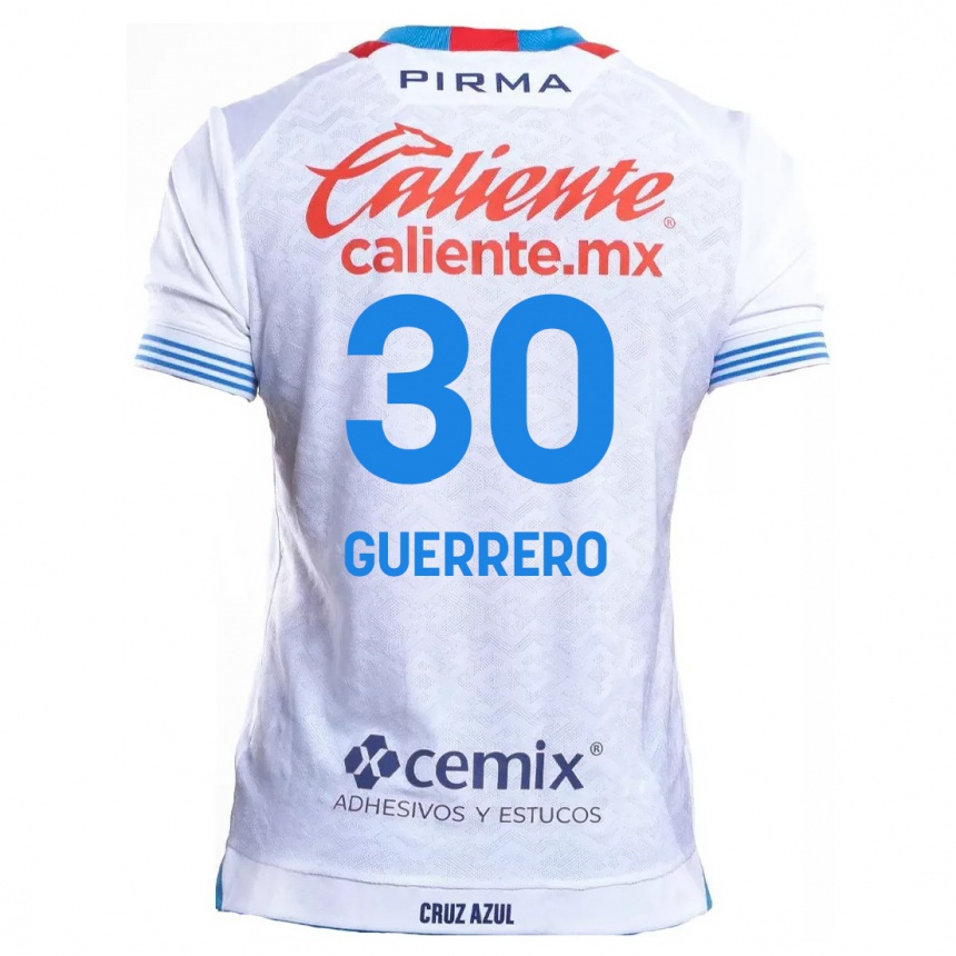 Men Football Rafael Guerrero #30 White Blue Away Jersey 2024/25 T-Shirt Nz