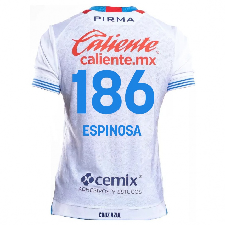 Men Football Brandón Espinosa #186 White Blue Away Jersey 2024/25 T-Shirt Nz