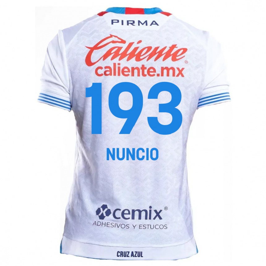 Men Football Jorge Nuncio #193 White Blue Away Jersey 2024/25 T-Shirt Nz