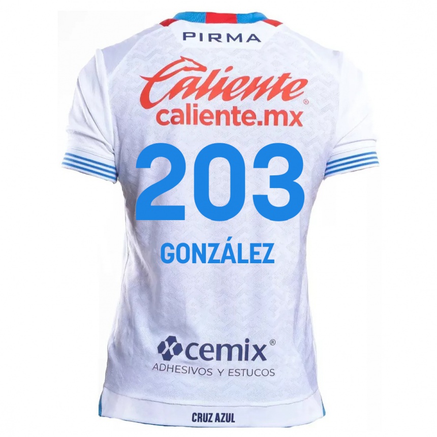 Men Football Rogelio González #203 White Blue Away Jersey 2024/25 T-Shirt Nz