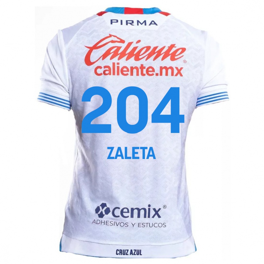 Men Football Mauro Zaleta #204 White Blue Away Jersey 2024/25 T-Shirt Nz