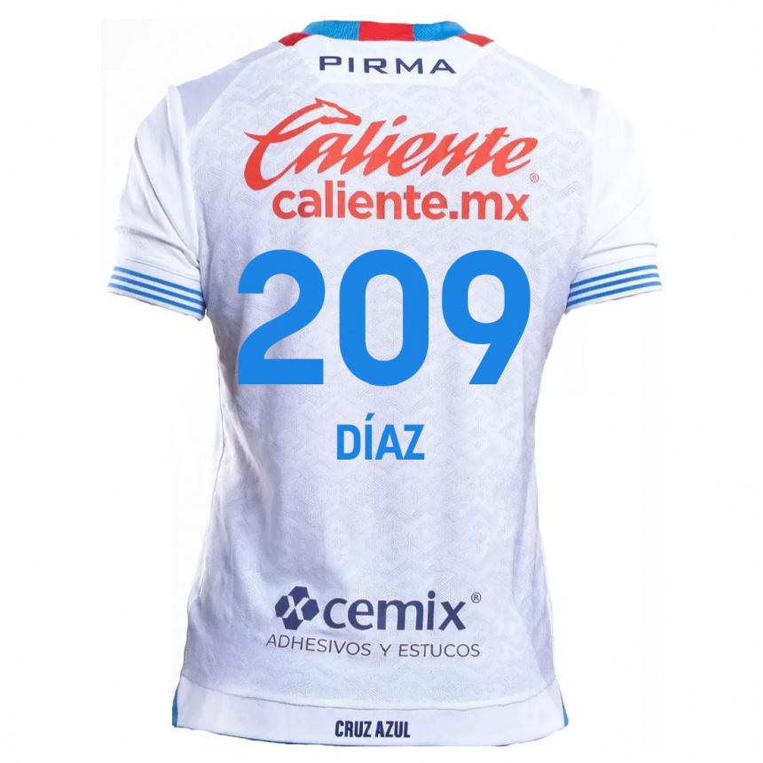 Men Football Josué Díaz #209 White Blue Away Jersey 2024/25 T-Shirt Nz