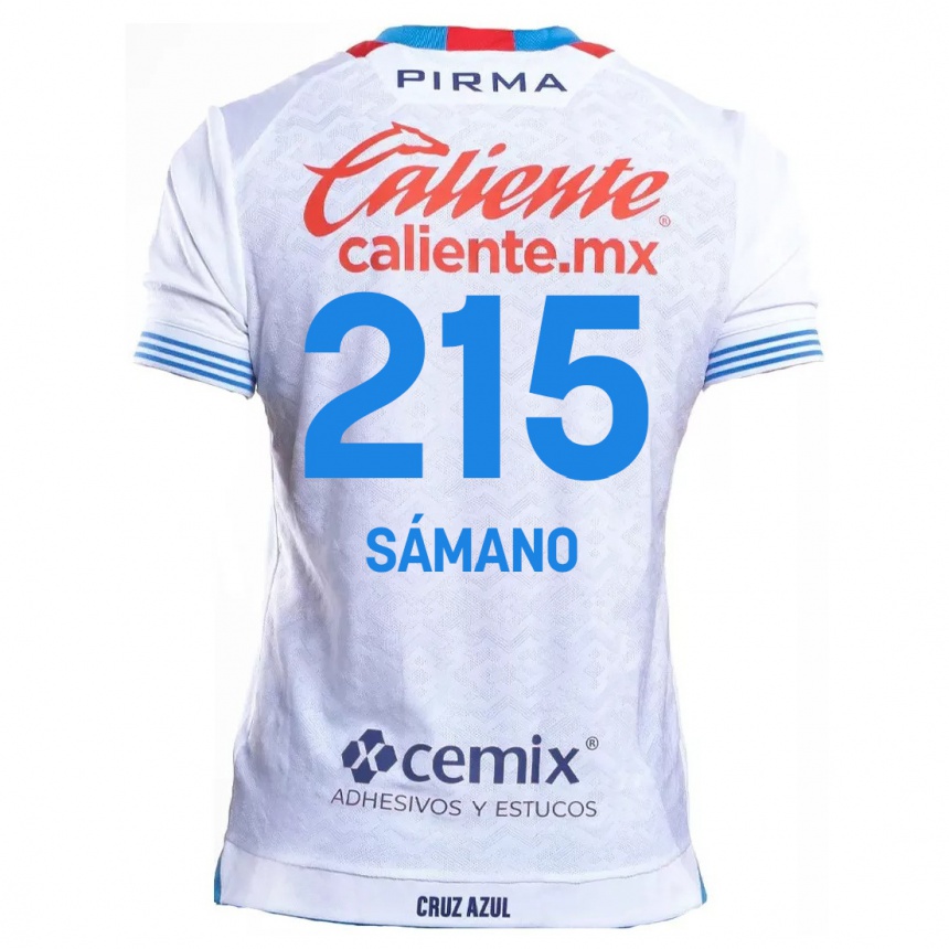 Men Football Fernando Sámano #215 White Blue Away Jersey 2024/25 T-Shirt Nz