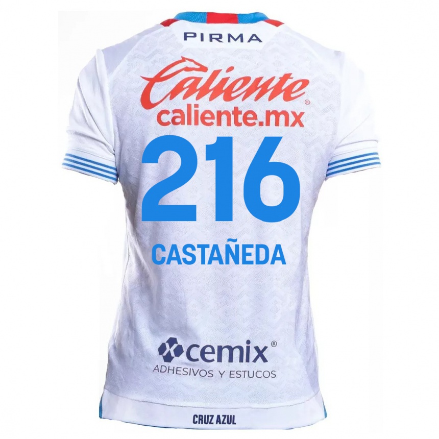 Men Football Ian Castañeda #216 White Blue Away Jersey 2024/25 T-Shirt Nz