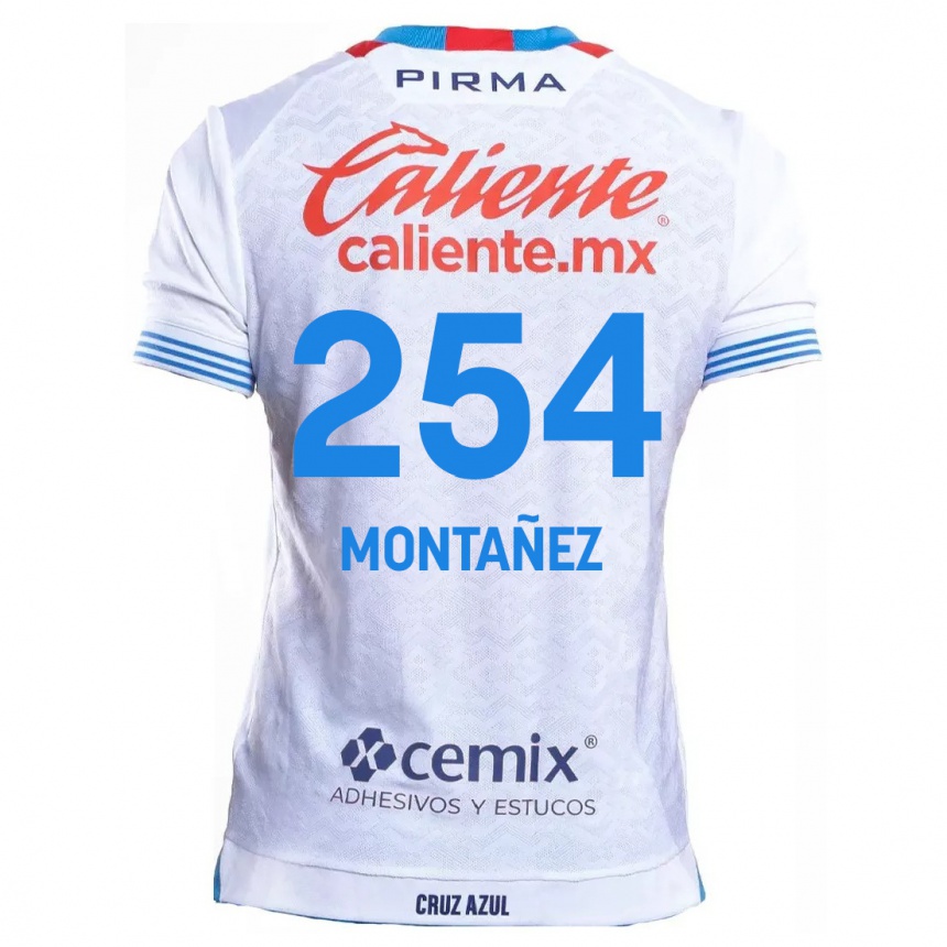 Men Football Humberto Montañez #254 White Blue Away Jersey 2024/25 T-Shirt Nz