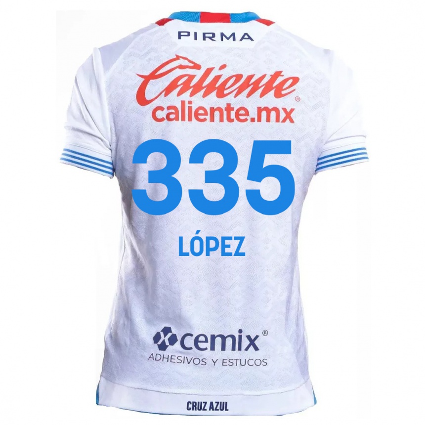 Men Football Alfredo López #335 White Blue Away Jersey 2024/25 T-Shirt Nz