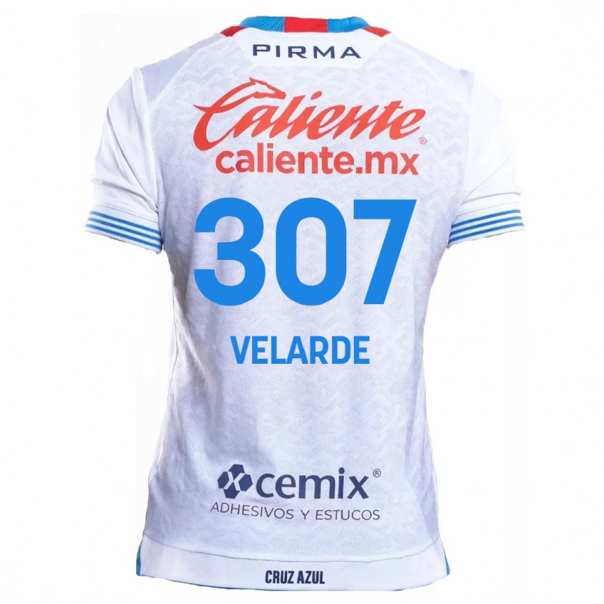 Men Football Juan Velarde #307 White Blue Away Jersey 2024/25 T-Shirt Nz