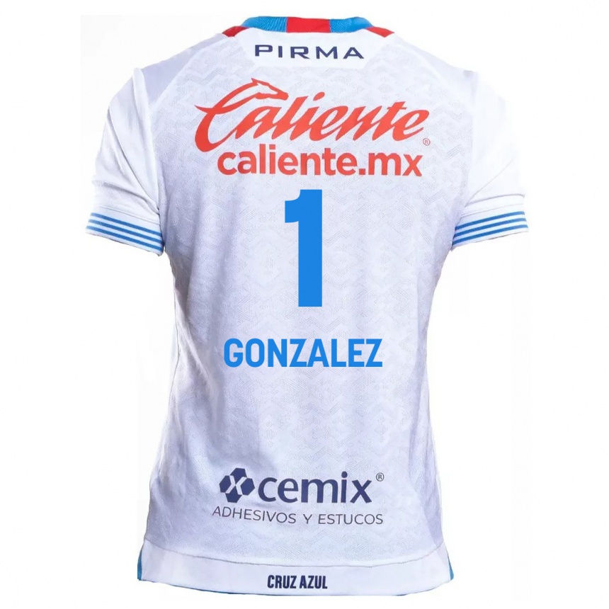 Men Football Itzayana Gonzalez #1 White Blue Away Jersey 2024/25 T-Shirt Nz