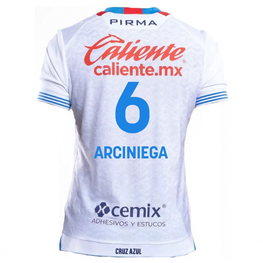 Men Football Mirelle Arciniega #6 White Blue Away Jersey 2024/25 T-Shirt Nz