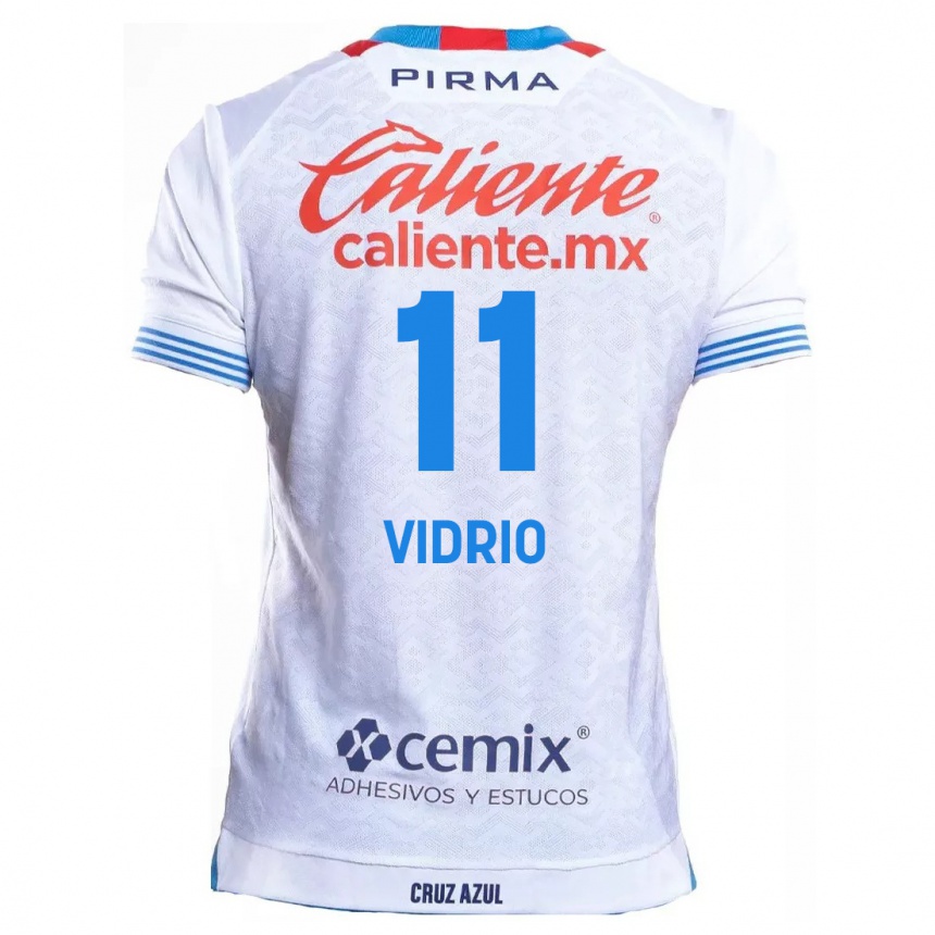 Men Football Nailea Vidrio #11 White Blue Away Jersey 2024/25 T-Shirt Nz