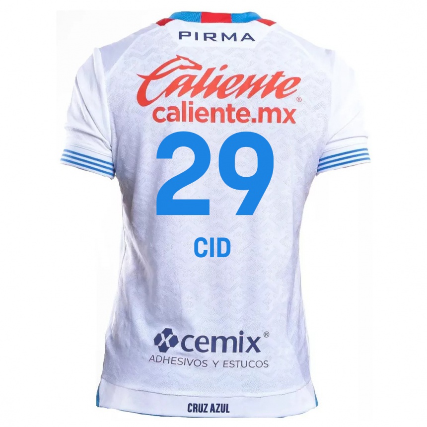 Men Football Claudia Cid #29 White Blue Away Jersey 2024/25 T-Shirt Nz